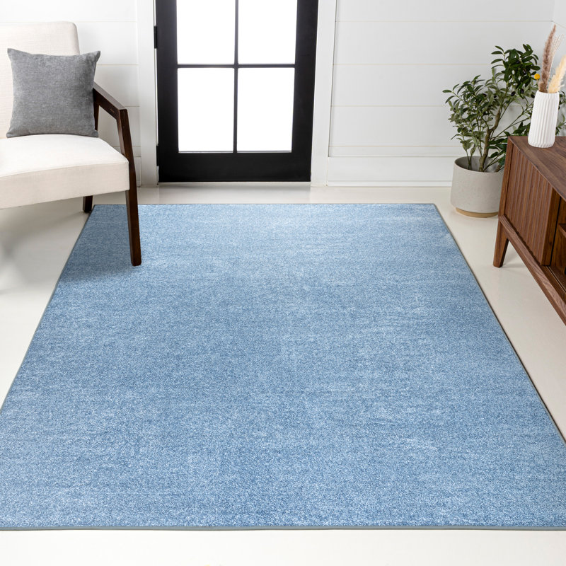 Latitude Run® Asam Solid Low-Pile Classic Blue Rug & Reviews | Wayfair